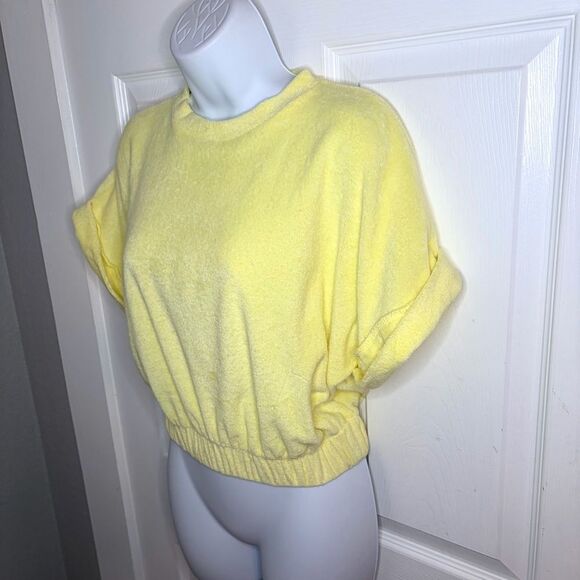 Elan Lenon Custard Yellow Cropped Terry Top Beach Top M - Picture 8 of 12